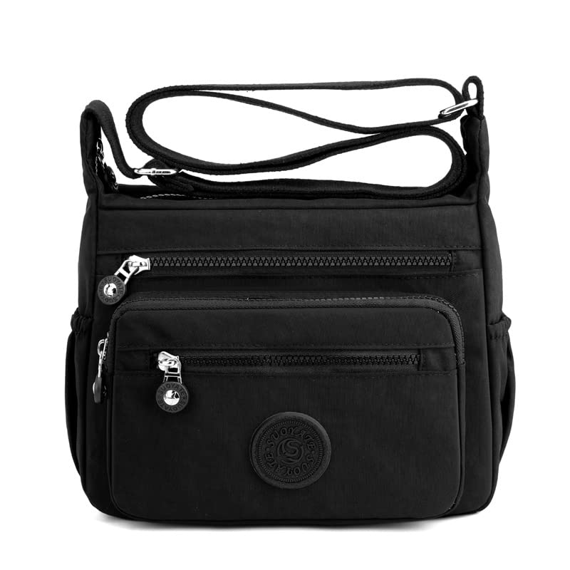 PALAY Women Crossbody Bag Waterproof Nylon Multi-Layer Crossbody Bag Casual Satchel Bag Shoulder Bag Messenger Bag Travel Crossbody Bag, Black PALAY Women Crossbody Bag Waterproof Nylon Multi-Layer Crossbody Bag Casual Satchel Bag Shoulder Bag Messenger Bag Travel Crossbody Bag, Black